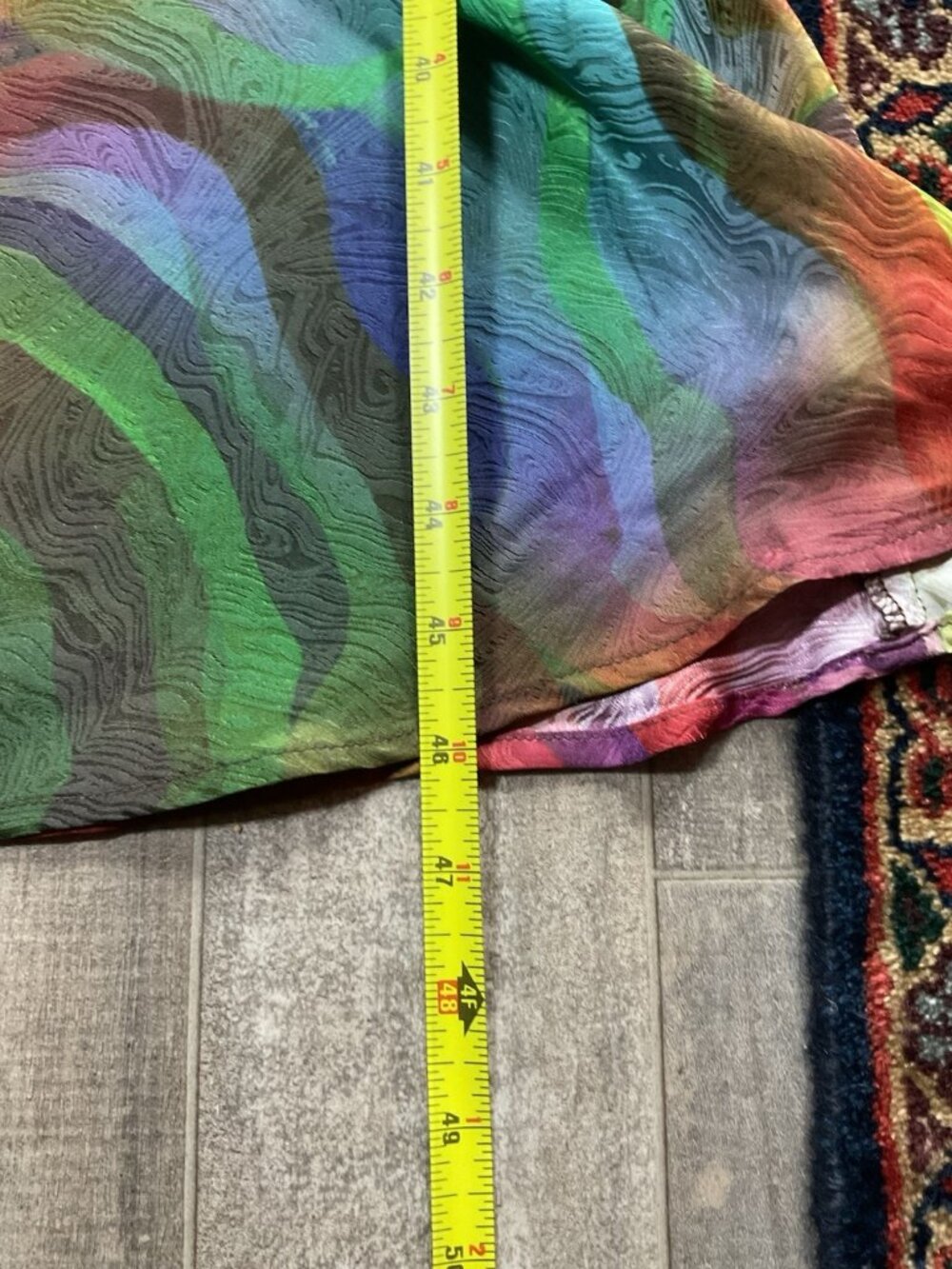Raquel Allegra Dress Silk Rayon Print Kennedy Midi Multi Wave Size 00 Sleeveless - Picture 11 of 15